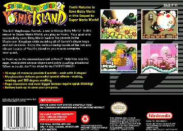 Super Mario World 2 - Yoshi's Island (USA) (Rev 1) box cover back
